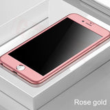 360 Full Cover Phone Case For iPhone X 8 6 6s 7 Plus 11 Pro Max PC Protective Cover For iPhone 7 5 5s XS MAX XR Case With Glass