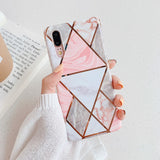 LOVECOM Plating Geometric Marble Phone Case For Huawei P40 Pro P30 P20 Lite Pro Mate 30 20 Lite Glossy Soft IMD Phone Back Cover