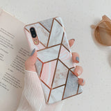 LOVECOM Plating Geometric Marble Phone Case For Huawei P40 Pro P30 P20 Lite Pro Mate 30 20 Lite Glossy Soft IMD Phone Back Cover