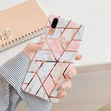 LOVECOM Plating Geometric Marble Phone Case For Huawei P40 Pro P30 P20 Lite Pro Mate 30 20 Lite Glossy Soft IMD Phone Back Cover