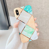 LOVECOM Plating Geometric Marble Phone Case For Huawei P40 Pro P30 P20 Lite Pro Mate 30 20 Lite Glossy Soft IMD Phone Back Cover