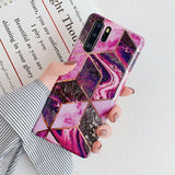 LOVECOM Plating Geometric Marble Phone Case For Huawei P40 Pro P30 P20 Lite Pro Mate 30 20 Lite Glossy Soft IMD Phone Back Cover