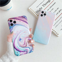 Ottwn Fashion Matte Marble Texture Stone Phone Case For iPhone 11 11Pro Max X XR XS Max 7 8 Plus Soft IMD Silicone Back Cover