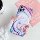 Ottwn Fashion Matte Marble Texture Stone Phone Case For iPhone 11 11Pro Max X XR XS Max 7 8 Plus Soft IMD Silicone Back Cover