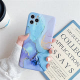 Ottwn Fashion Matte Marble Texture Stone Phone Case For iPhone 11 11Pro Max X XR XS Max 7 8 Plus Soft IMD Silicone Back Cover