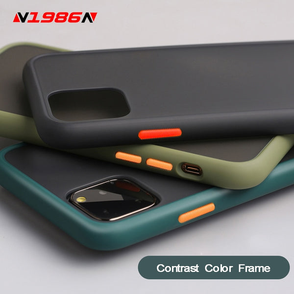 N1986N Phone Case For iPhone 12 mini 12 11 Pro X XR XS Max 7 8 Plus Contrast Color Frame Matte Hard PC Protective For iPhone 11